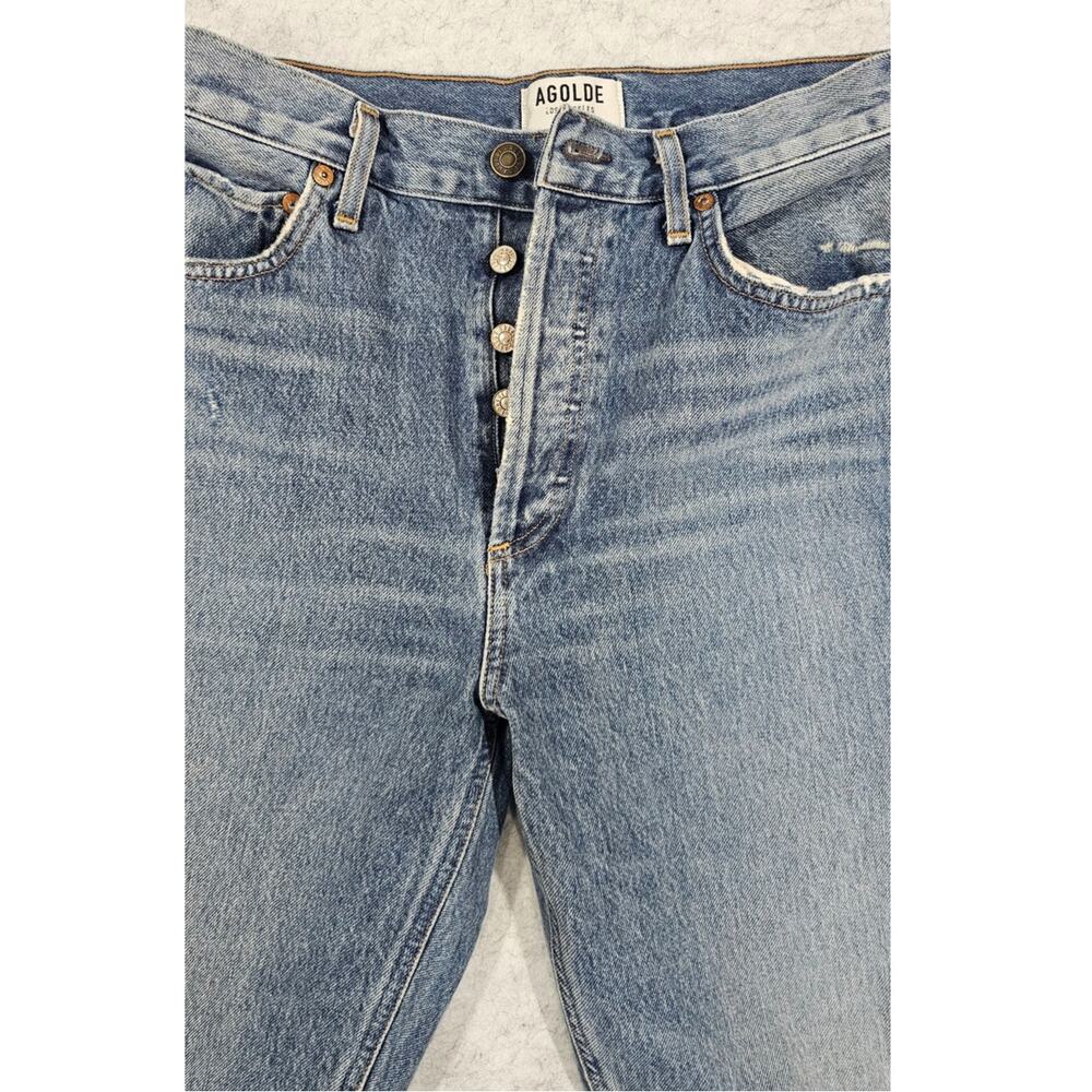 Agolde Jeans Riley High‑Rise Straight Crop Jean, Medium Wash, A056-813, Sz 27 - Picture 2 of 11